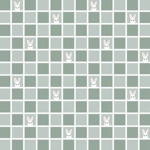Peek a Boo Bunny Check  - Sage  - Micro Mini 3x3 Inch