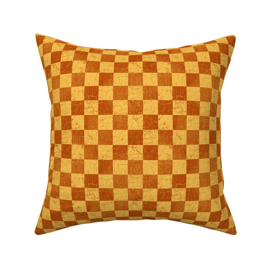 rustic checks, burnt orange, mustard Fabric | Spoonflower