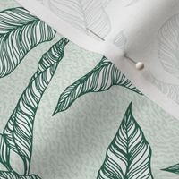 Line Drawn Tropical Leaves in Sage Green (Medium Scale)
