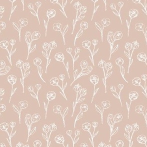 Spring blossom tulips - abstract freehand raw sketched garden boho style tulip vintage design for the bohemian nursery cotton bolt white blush beige