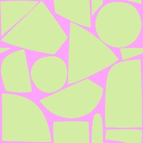 LARGE - Mid-Century Mosaic collage 8. Mint Green on Pink