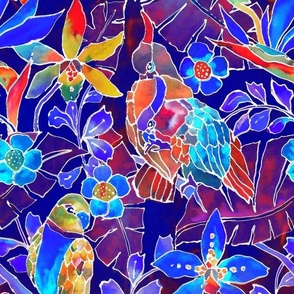 Parrots bird glass art style window