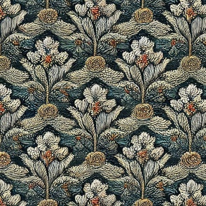 Blue and Tan William Morris Floral