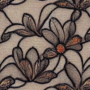 Large flower embroidery William Morris