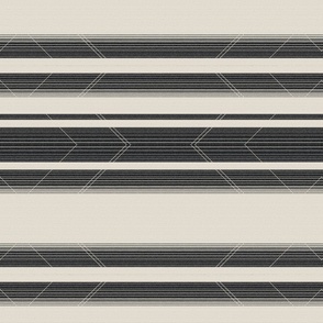 Distressed Large Railroaded Stripe Geometric Tribal on Beige