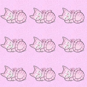 Cute mice on sleepy pink kitties and spirals 