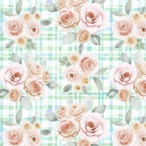 Cottagecore watercolor floral & plaid | pastel spring