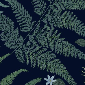 VERY LARGE CALMING  FERN FOREST with Hawaiian Ferns and Ohia Lehua NAVY