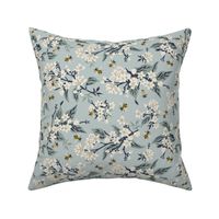 Flowers, Bees Only - ROTATED - Medium - Blue