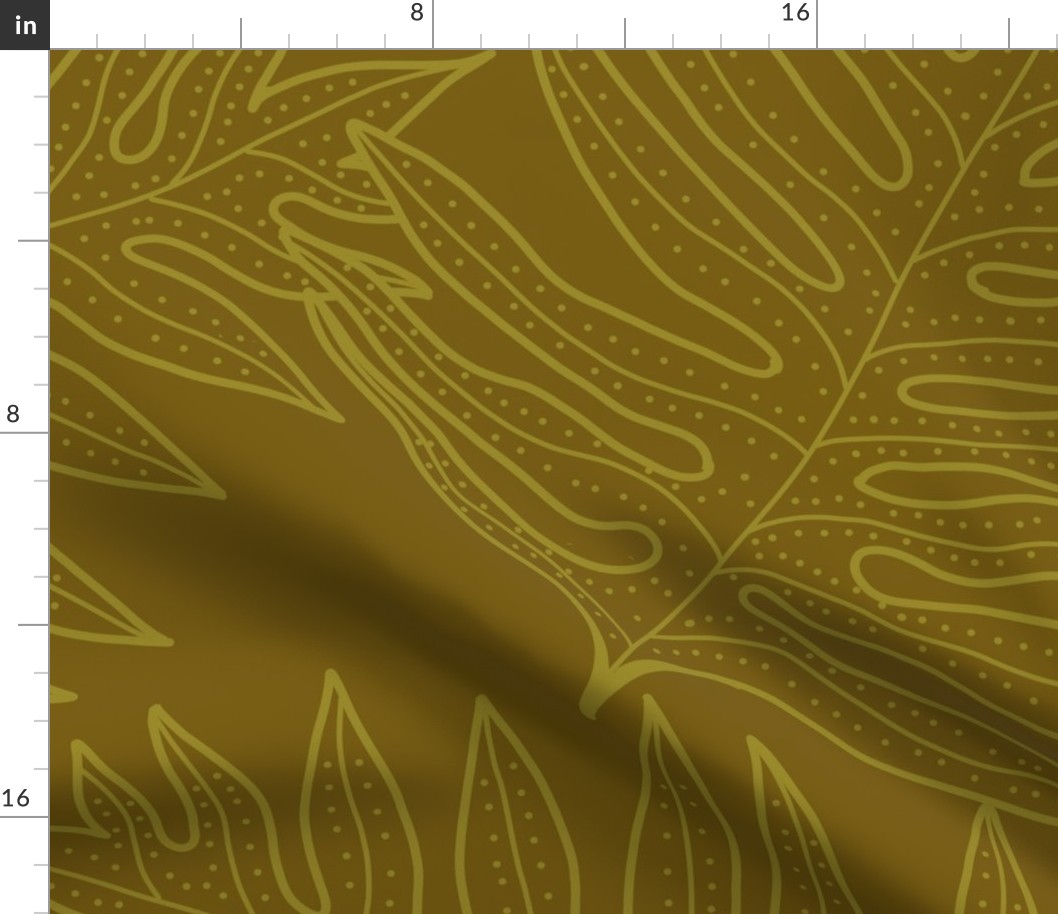 LARGE Lauae Fern sage outline on gold