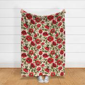 Large Red Poppy Floral _