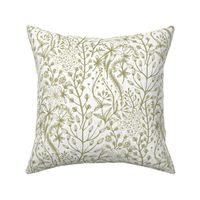 Wildflowers in Sage Green on White - Coordinate