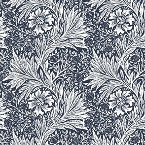 1875 "Marigold" by William Morris - White on Prussian Blue