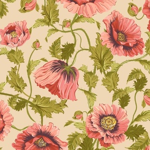 Large pink Poppy flowers _Vintage Poppies