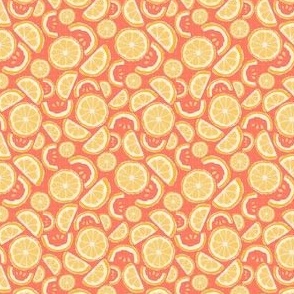 (S) Torn Paper Collage Lemon Slices Yellow and Coral Small Pattern