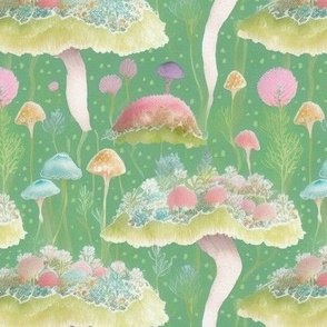 Whimsical moss & mushroom wonderland