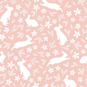 Large | Bunny Meadow on Dusty Pink