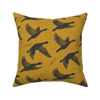 flying geese midnight mustard 12 inch