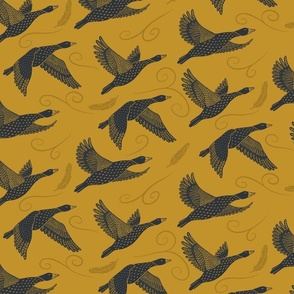 flying geese midnight mustard 12 inch