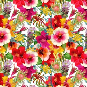 Hot Tropical Blooms Pattern