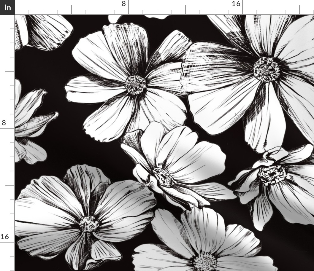 Monochrome Flowers Pattern