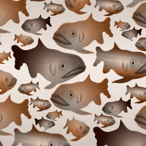 Fish Earth Tones Outdoors Brown 4200_v01; aquarium, fishing, swimming, oceans, lakes, streams, ponds; kid, Cute, Cuter, Cutest Kids Sheets, baby blanket, baby boy, office, man cave