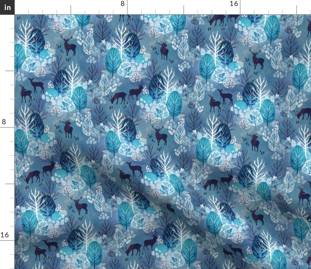 Steel blue forest deer with teal small