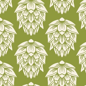 Hops, Single, Large, white on Lime green  