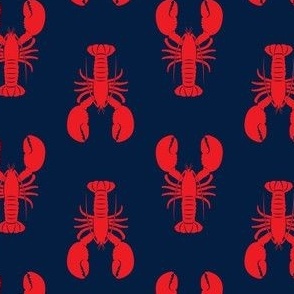 (2" scale) lobsters - red on navy - C23