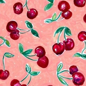 Cherry Print Fabric Cherry and Leaves Print Fabric for Home Decor