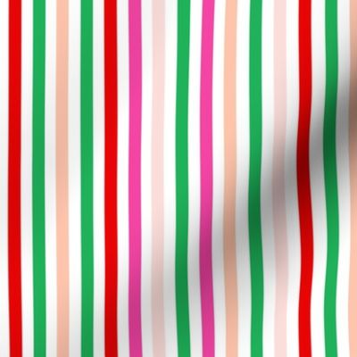 Colorful Christmas Stripes // Hot Pink, Peach, Kelly Green, Red