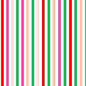 Colorful Christmas Stripes // Hot Pink, Peach, Kelly Green, Red