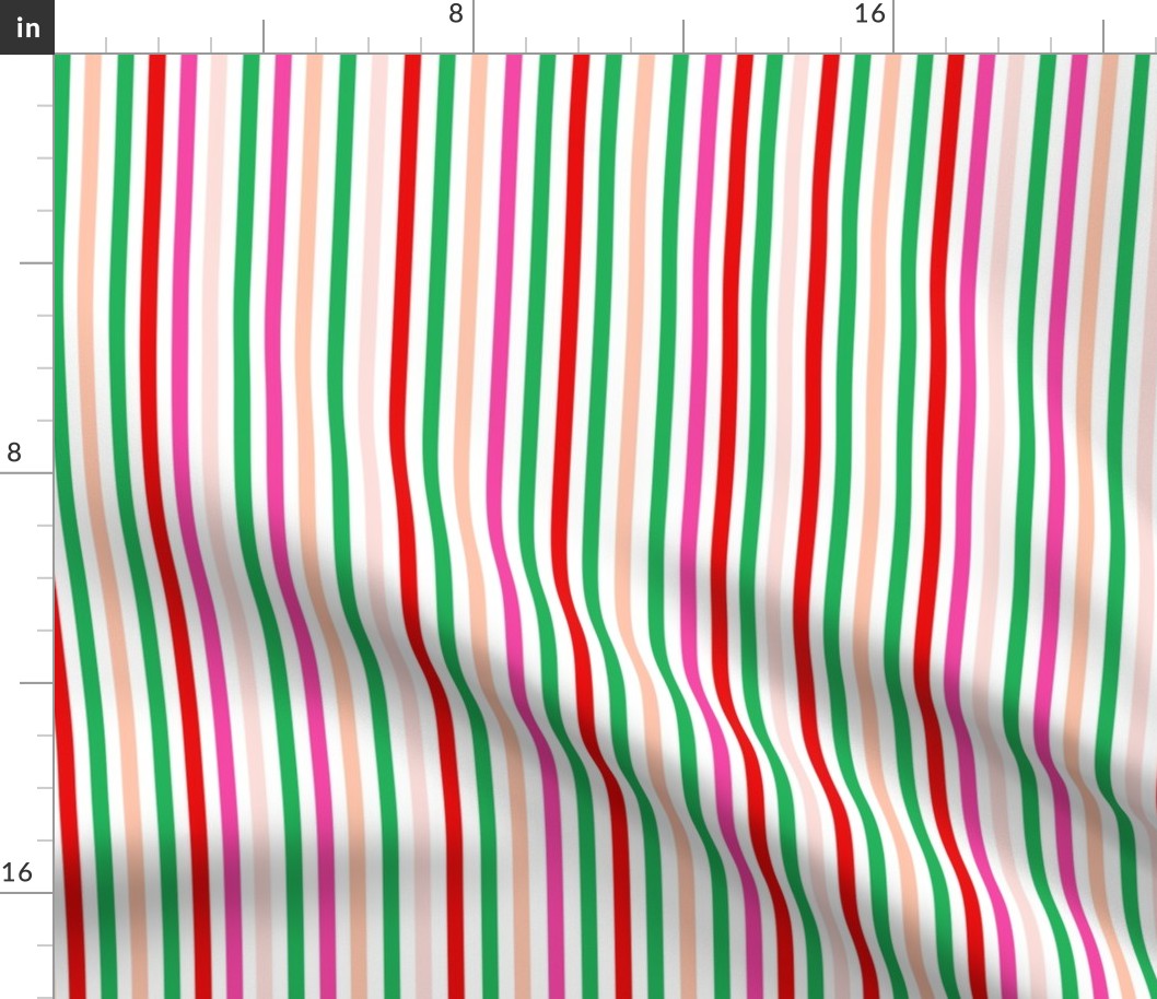 Colorful Christmas Stripes // Hot Pink, Peach, Kelly Green, Red