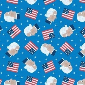 (small scale) Flag & George Washington - USA - President - OG  blue - LAD23