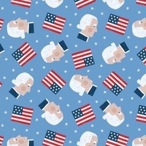(small scale) Flag & George Washington - USA - President - blue - LAD23