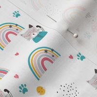 Cats and rainbows - Colorful children's fabric pattern with cute details in vivid colors