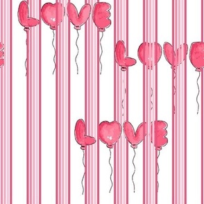 love and stripes- watercolor heart shaped ballons