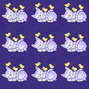 Chickies on sleeping purple cats