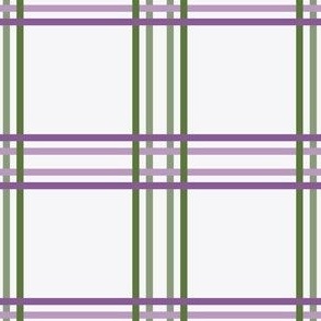 Lavender and Purple with light and dark green Gingham stripes