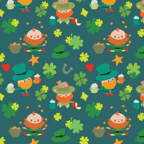 Pattern with Leprechauns and St. Patrick's Day symbols