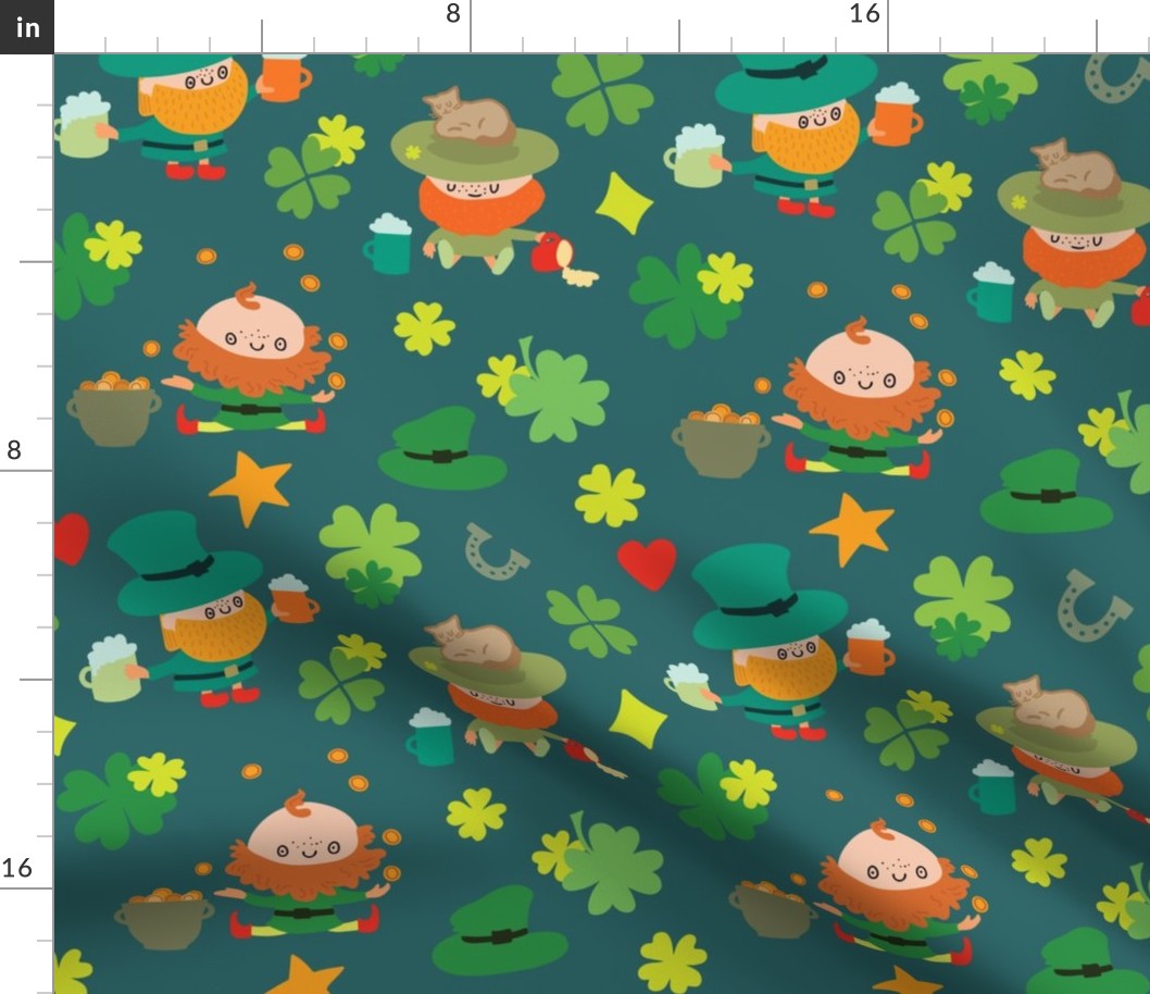 Pattern with Leprechauns and St. Patrick's Day symbols
