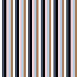 Jacobean Half Inch Cabana Stripes in Alternating Earth and Sky Colors 