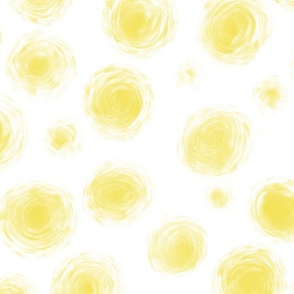 yellow painterly dots wallpaper scale