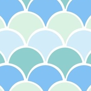 Scallop Tile Sea Glass Mint Green and Teal Blue