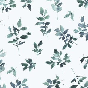 Alpine foliage - teal watercolor leaves - emerald painted nature for home decor wallpaper - greenery leaf natural organic b129-4