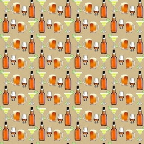 Beer Whiskey and Cocktails on Linen - Mini Micro