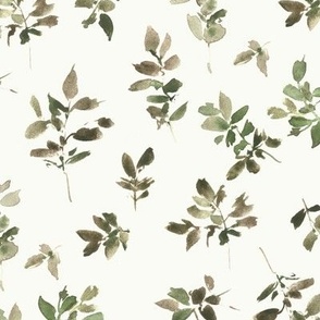 Khaki Alpine foliage - watercolor leaves - painted nature for home decor wallpaper - greenery leaf natural organic b129-7