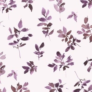 Amethyst Alpine foliage - watercolor purple leaves - painted nature for home decor wallpaper - greenery leaf natural organic b129-8