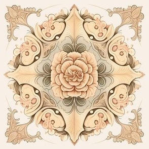 Ornate Romantic Floral Pattern on Muted Cream