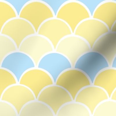 Scallop Tile Lemon Yellow and Sky Blue